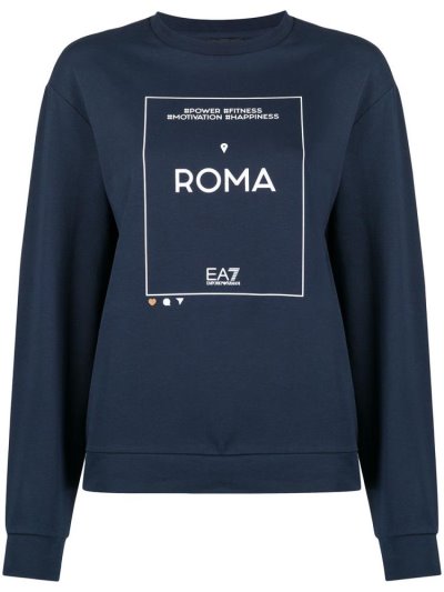 Blue Ea7 Emporio Armani Roma Crew Neck Women's Sweatshirts | UAE38465