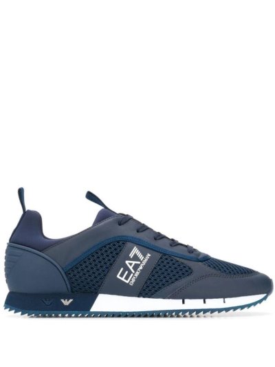 Blue Ea7 Emporio Armani Side Logo Men's Sneakers | UAE75721