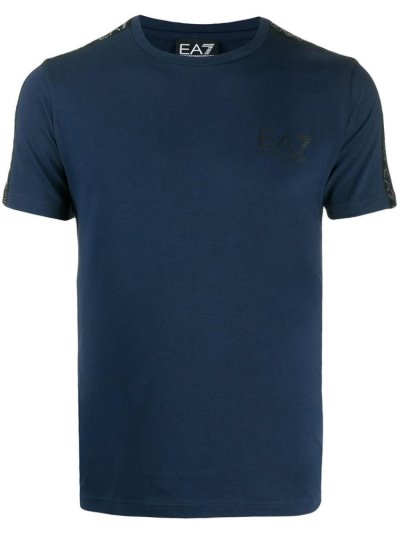 Blue Ea7 Emporio Armani Side Stripe Logo Print Men's T Shirts | UAE95221