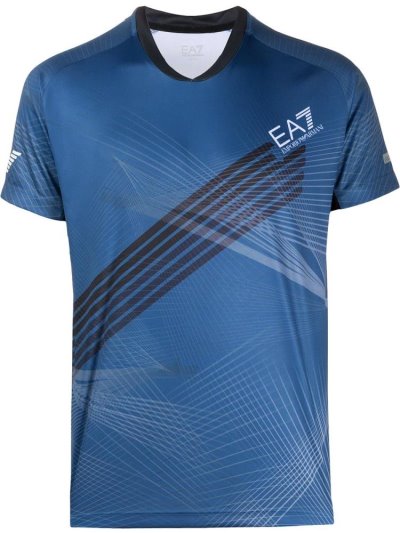 Blue Ea7 Emporio Armani Sports Printed Men's T Shirts | UAE70747