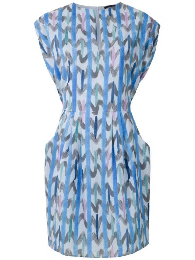Blue Armani Emporio Abstract Print Short Sleeve Women's Dress | UAE15072