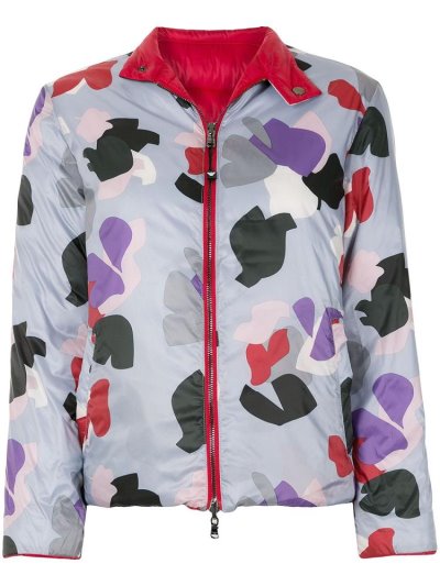 Blue Armani Emporio Abstract Print Padded Jacket Women's Jackets | UAE82857