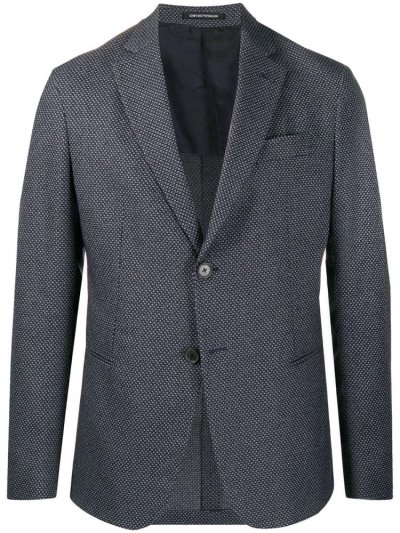 Blue Armani Emporio All Over Patterned Tailored Men's Blazers | UAE29928