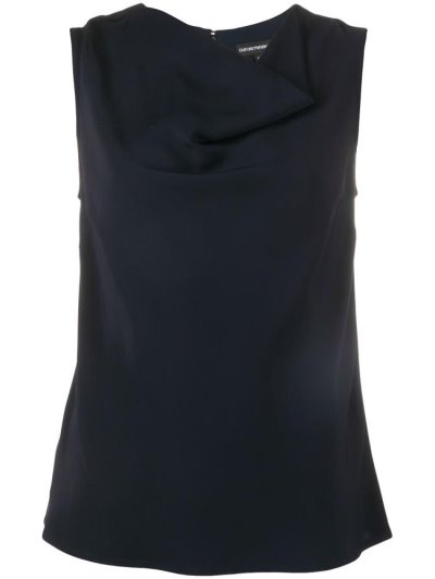Blue Armani Emporio Asymmetric Neck Women's Tank Tops | UAE08387