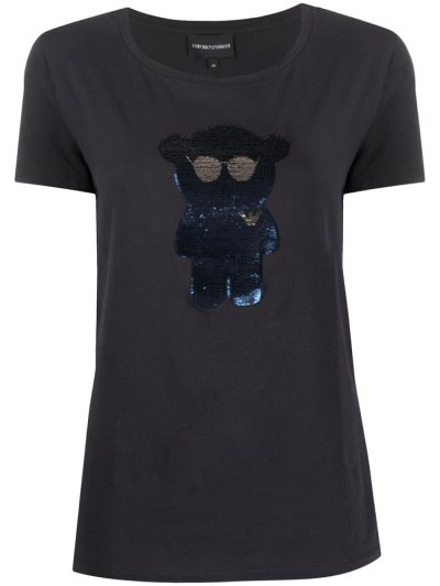 Blue Armani Emporio Bear Logo Women's T Shirts | UAE87727