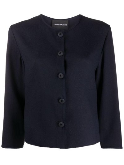Blue Armani Emporio Boxy Button Front Women's Blouse | UAE25609