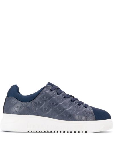 Blue Armani Emporio Branded Detail Women's Sneakers | UAE09701