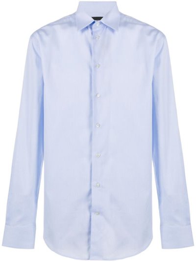 Blue Armani Emporio Button Cuff Men's Shirts | UAE06063