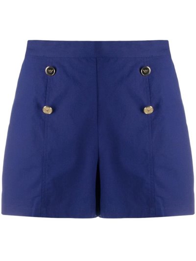 Blue Armani Emporio Button Front Mini Women's Shorts | UAE99071