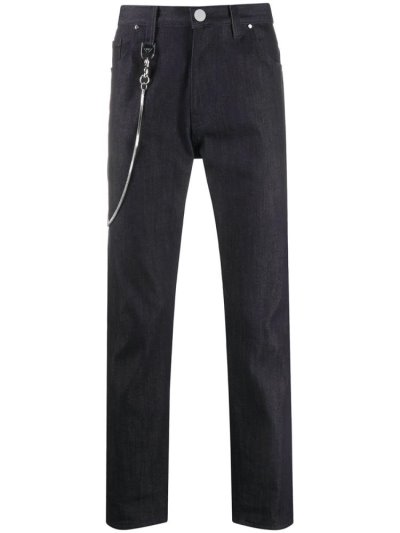 Blue Armani Emporio Chain Detail Slim Fit Men's Jeans | UAE01044