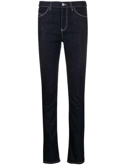 Blue Armani Emporio Contrast Stitch Skinny Women's Jeans | UAE21404