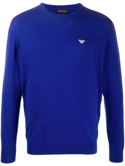 Blue Armani Emporio Crew Neck Men's Jumpers | UAE19415