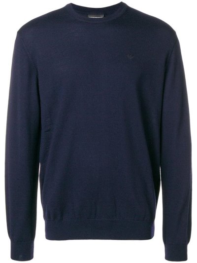 Blue Armani Emporio Crew Neck Men's Sweaters | UAE80243