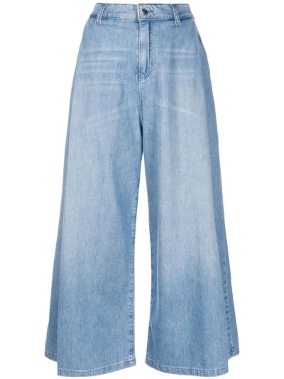 Blue Armani Emporio Cropped Wide Leg Women's Jeans | UAE36897