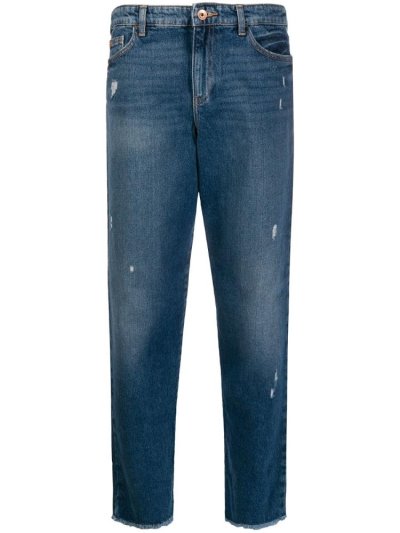 Blue Armani Emporio Distressed Straight Leg Women's Jeans | UAE84384