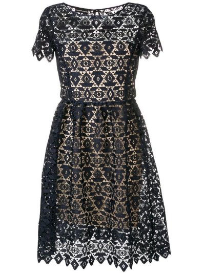 Blue Armani Emporio Embroidered A-line Women's Dress | UAE46935