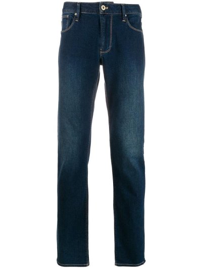 Blue Armani Emporio Faded Skinny Men's Jeans | UAE60236