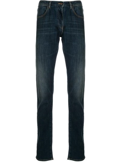 Blue Armani Emporio Faded Straight Leg Men's Jeans | UAE29142
