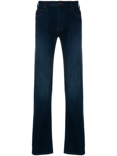 Blue Armani Emporio Faded Straight Leg Men's Jeans | UAE48786