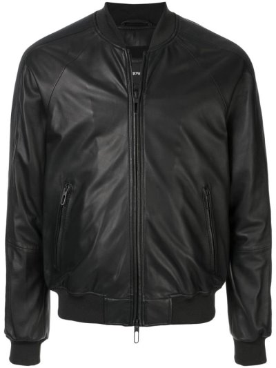 Blue Armani Emporio Faux Leather Men's Bomber Jacket | UAE95895