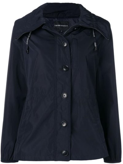Blue Armani Emporio Fitted Hooded Women's Jackets | UAE82362