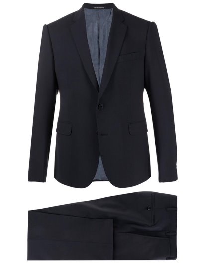 Blue Armani Emporio Fitted Two Piece Men's Suits | UAE14121