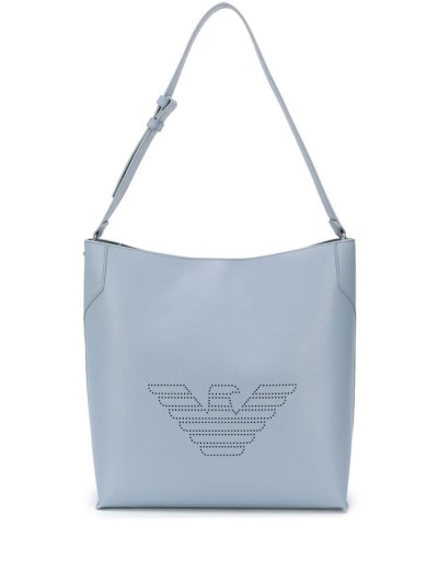 Blue Armani Emporio Fretwork Logo Women's Shoulder Bags | UAE09135