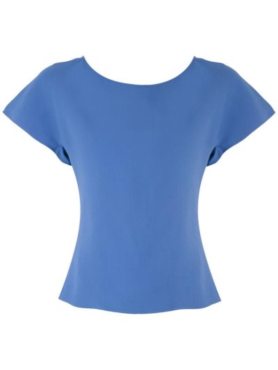 Blue Armani Emporio Frilled Short Sleeve Women's Blouse | UAE44314