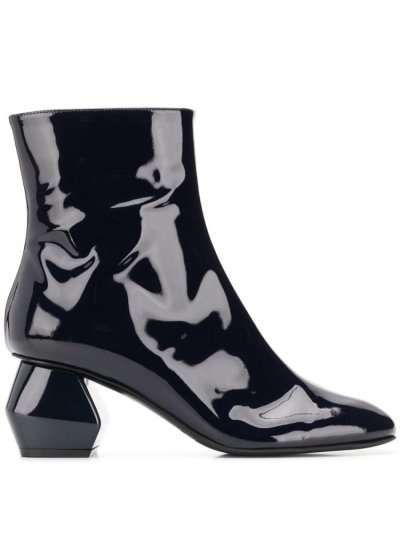 Blue Armani Emporio Geometric Heel Women's Ankle Boots | UAE25566