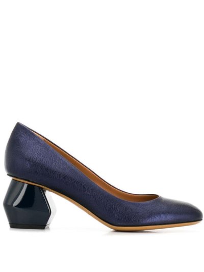 Blue Armani Emporio Geometric Heel Women's Pumps | UAE79816