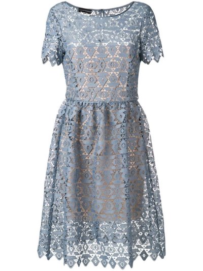 Blue Armani Emporio Geometric Macramé Women's Dress | UAE95282