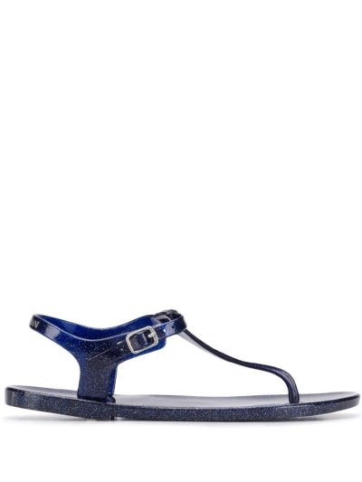 Blue Armani Emporio Glittered Y Front Women's Sandals | UAE71317