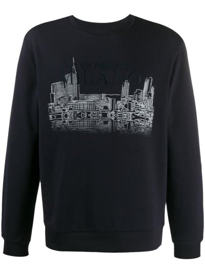 Blue Armani Emporio Graphic Printed Men's Sweatshirts | UAE72839