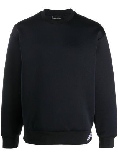 Blue Armani Emporio Hem Logo Men's Sweatshirts | UAE85228