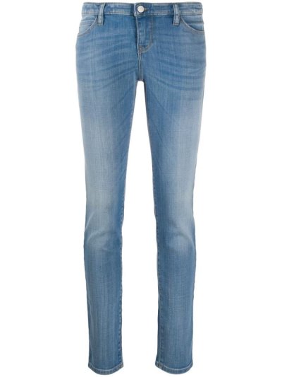 Blue Armani Emporio High Rise Straight Leg Stonewashed Women's Jeans | UAE51128