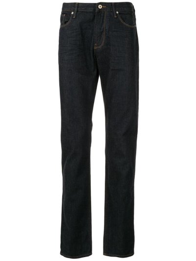 Blue Armani Emporio High Rise Straight Leg Men's Jeans | UAE61420