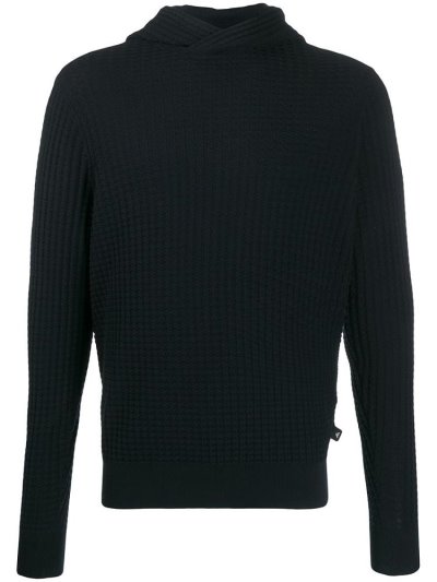 Blue Armani Emporio Hooded Knit Men's Jumpers | UAE65255