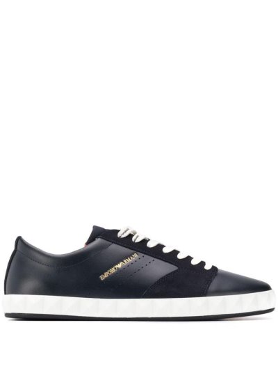Blue Armani Emporio Lace Up Low Men's Sneakers | UAE36441