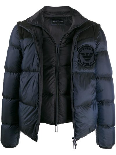 Blue Armani Emporio Layered Down Jackets Men's Jackets | UAE26568