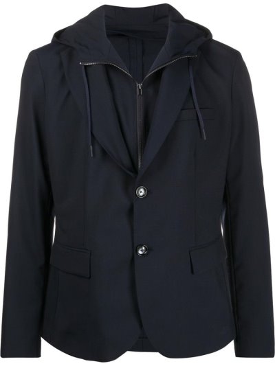 Blue Armani Emporio Layered Hoodie Men's Blazers | UAE52430