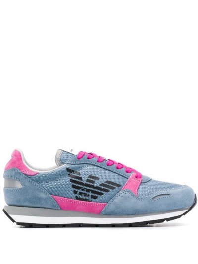 Blue Armani Emporio Logo Lace Up Women's Sneakers | UAE99186