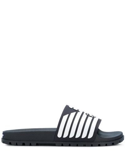 Blue Armani Emporio Logo Men's Slides | UAE27918