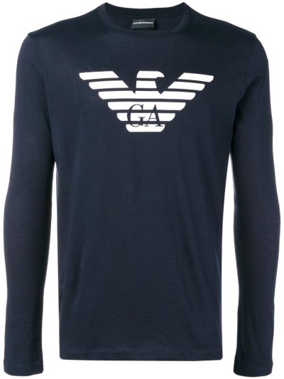 Blue Armani Emporio Logo Men's Sweatshirts | UAE61796