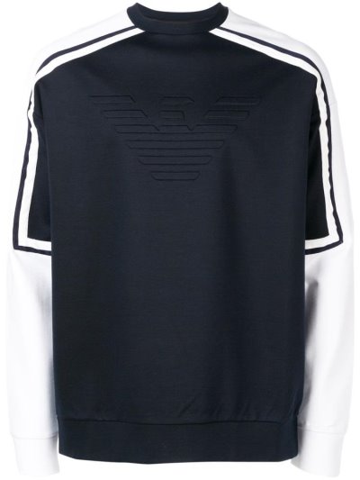 Blue Armani Emporio Logo Men's Sweatshirts | UAE78423