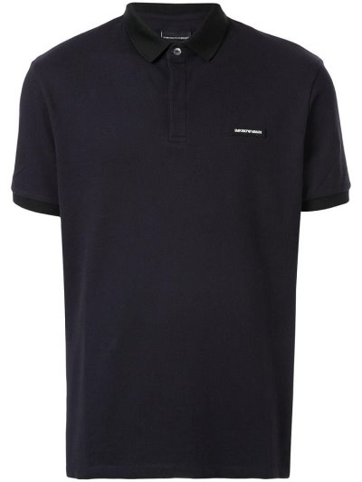 Blue Armani Emporio Logo Patch Men's Polo Shirts | UAE26079