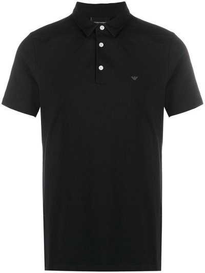 Blue Armani Emporio Logo Patch Men's Polo Shirts | UAE75319