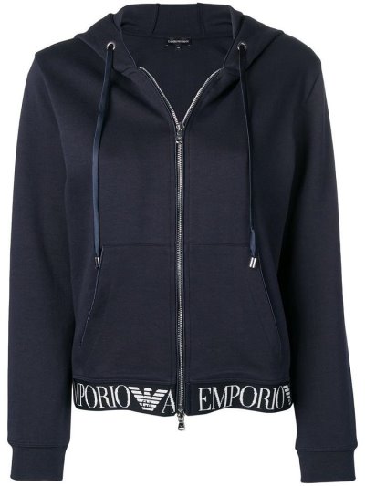 Blue Armani Emporio Logo Print Women's Hoodie | UAE33529