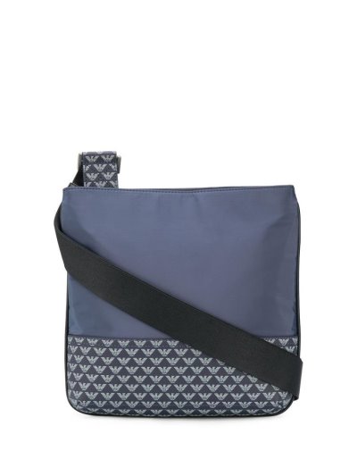 Blue Armani Emporio Logo Print Zipped Men's Messenger Bags | UAE72004
