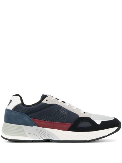 Blue Armani Emporio Logo Printed Men's Sneakers | UAE36423