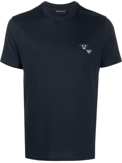 Blue Armani Emporio Logo Short Sleeve Men's T Shirts | UAE71375